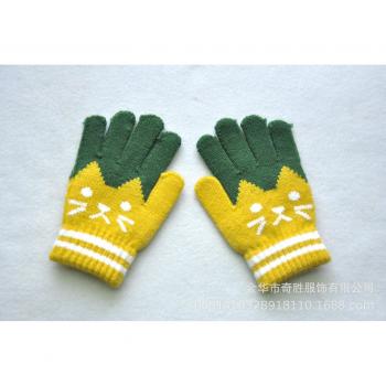 Gants d'hiver tricotés pour enfants, 6-10 ans, en laine Jacquard