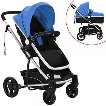 VidaXL FlexiRide Kinderwagen 2in1 – Aluminium, Blau/Schwarz