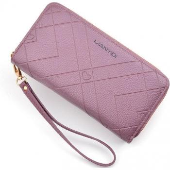 Cartera de mujer PU con doble cierre y bolsillo para teléfono