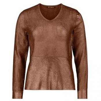 Betty Barclay Feinstrickpullover mit Lochmuster, Damen, Gr. 48, braun