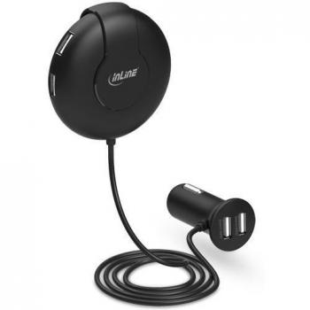 InLine USB KFZ Ladegerät Stromadapter, Auto Adapter, Schwarz