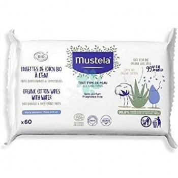 Mustela Salviette Cotone Bio con Acqua 60 pezzi