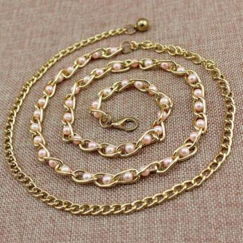 Cinturón de Cuerpo con Cadena Metálica y Perlas para Niñas
