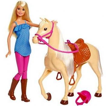 BARBIE BARBIE Pferd mit blonder Puppe Spielset