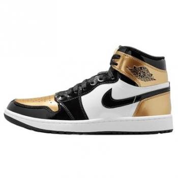 Zapatillas Air Jordan 1 High Golf Negro con Detalle Dorado