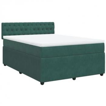 Cama de terciopelo verde oscuro con colchón 140x200 cm