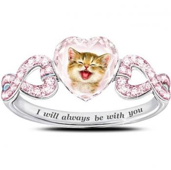 Women’s Cat Heart-Shaped Crystal Jewelry