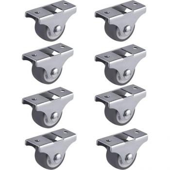 Set de 8 ruedas TPE no giratorias con rodamiento interno, base sólida, placa de 1
