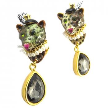 Lily Treasures – Boucles d’oreilles Clips Artisanales Marron Doré