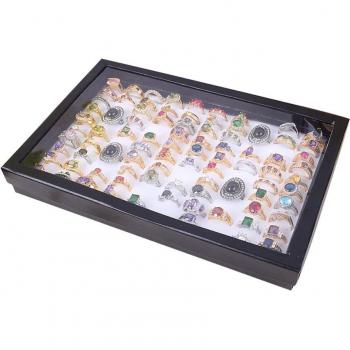 Estuche de exhibición de pendientes y anillos con 100 ranuras de terciopelo MSU88