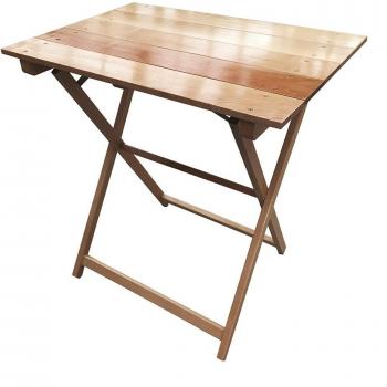 Mesa de Noche Plegable de Haya con Acabado en Barniz 70x70x76 cm