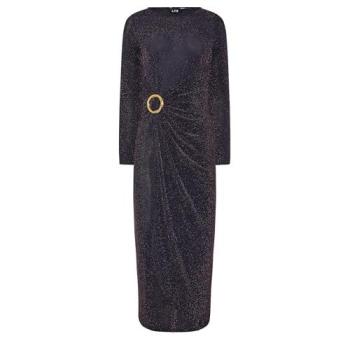 Tall Navy Textured Drape Dress with Buckle – Female Size 18