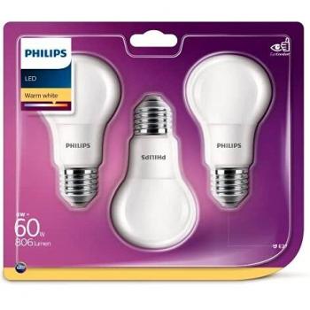 Lampadina Led Philips 8w E27 3 Pezzi 2700k