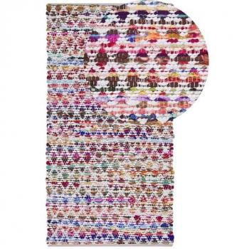 Beliani Boho Area Rug Polyester Cotton Diamond Pattern 80 x 200 cm Multicolour Arakli