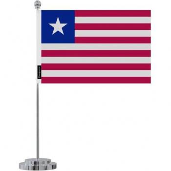 Stainless Steel Display Flag Liberia 14x21 cm Polyester Front/Back Print