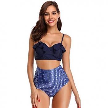 SHEKINI Swimwear Femme Taille Haute 2 Pièces
