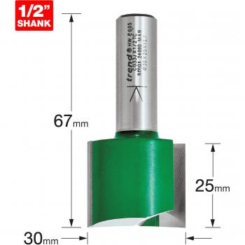 Trend CRAFTPRO Two Flute Straight Router Cutter 30mm 25mm 1/2