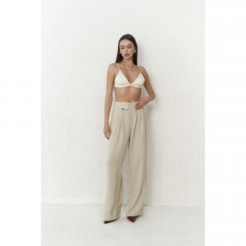 Talla S del pantalón Diego beige con botón delantero