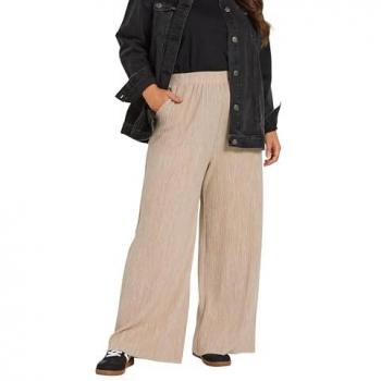 Yours – Naturbraune Plisseehose für Plus Size Damen