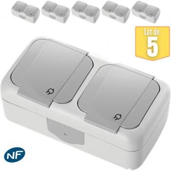 Lot de 5 prises 2P+T étanches IP54