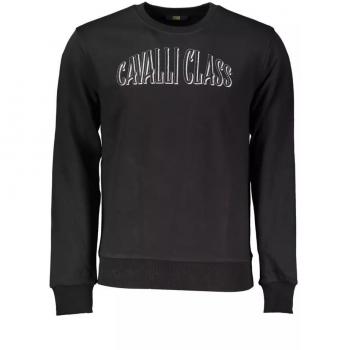 Cavalli Class Black Sweatshirt with Embroidered Logo