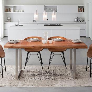 Rettangolo Urbano Tavolo Osbert 180x90 in Acciaio e Acacia