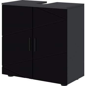 Mobile Bagno Sottolavabo a 2 Ante in Legno 60x30x60cm Nero Grigio