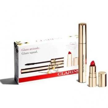Clarins Supra Volume Mascara & Joli Rouge Lippenstift Set (2er-Pack)