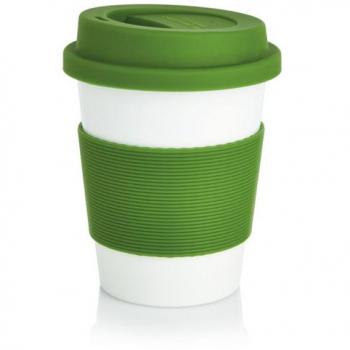 Ökologischer Kaffeebecher, 350 ml, grün-weiß