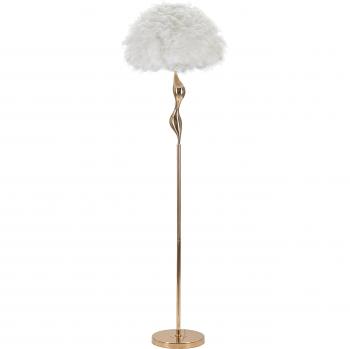 Soporte Luminario de Pie Mauro Ferretti con Plumas Blancas 50x165 cm
