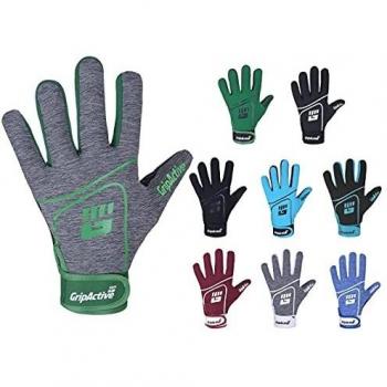 Gaelic Football Grip Active Gloves (10-Large, Grey and Green)