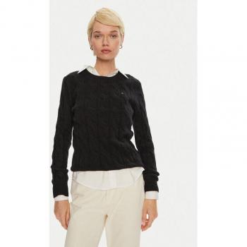 Tommy Hilfiger Female Black Cable-Knit Round Neck Sweater – M