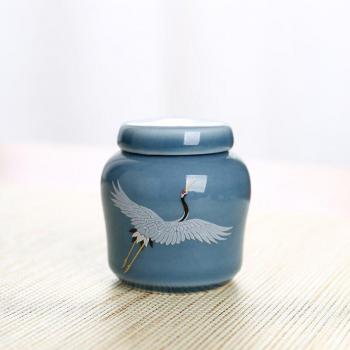 CHANSHOVA Ceramic Tea Caddy 70ml with Crane Motif