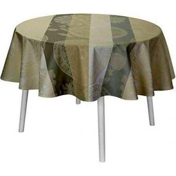 Nappe en coton jacquard Fleurs Gourmandes Craie Ø 175 cm