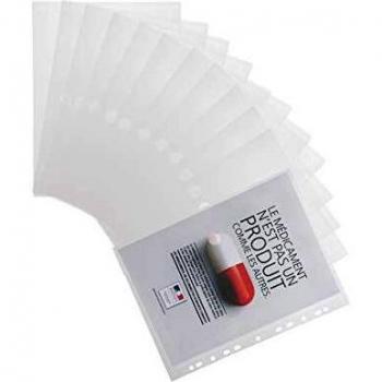 Tarifold 510230 – Pack 12 Pochettes plastiques perforées A4 enveloppe Fermeture scratch -Green Line