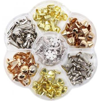 Brads de metal para artesanías, 1 caja de colores surtidos
