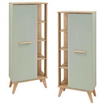Lomadox Midischrank NANNING-66 in Riviera Eiche Nb. mit Salbei Nb., 50,5/128/33 cm