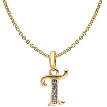 Trendor Buchstaben-Anhänger T Gold 333/8K mit Silberkette