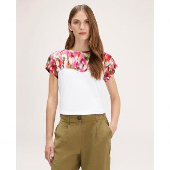 Camiseta de manga corta estilo combinado de Motivi para dama con frunces