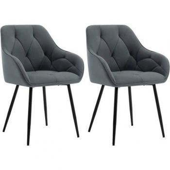 Silla de Cocina y Sala Woltu, Terciopelo Gris y Metal