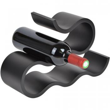 Wooden 6‑Bottle Rack “Wave” – Black Finish (K‑030)