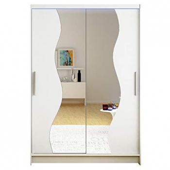 Closico 139 – Armadio a porte scorrevoli in bianco, 200x120x58 cm, con luci LED