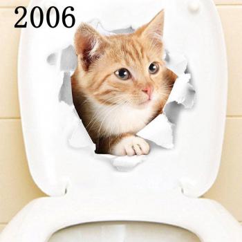 Stickers Chats 3D pour WC