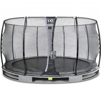 EXIT Elegant Ground 427 (14 ft) – Runder Inground‑Trampolin, grau, Economy‑Sicherheitsnetz