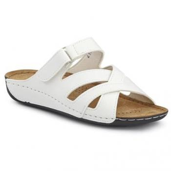 Pavers Lightweight Touch-Fasten Mules in White, Size 6