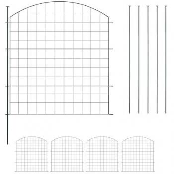 Flowerbed Arch Guard – 5‑Panel Metal – 79×78 cm – Black