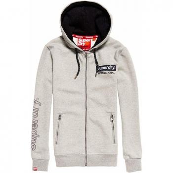 Superdry International Applique Ziphood Sweat-Shirt À Capuche Sport, Gris (Silver Glass Feeder R4p), Taille L Homme