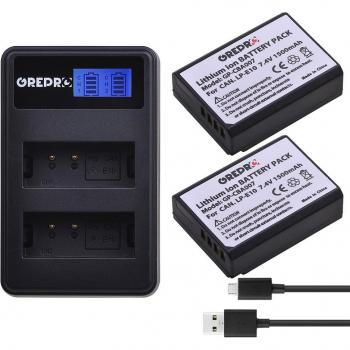 Kit de 2 Baterías LP-E10 1500mAh y Cargador USB para Canon EOS 1100D/1200D/1300D/2000D