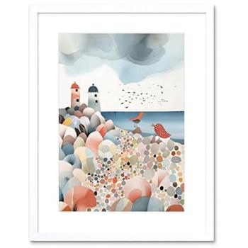 Seaside Lighthouse Panorama – 9 by 7 Watercolor Canvas