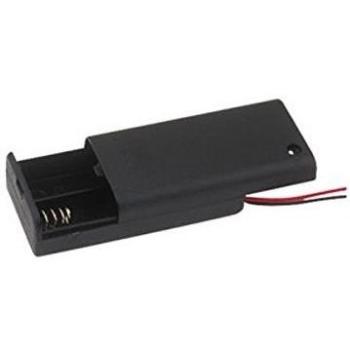 Portapilas para 2 pilas de 1'5 V, con tapa deslizante de color negro